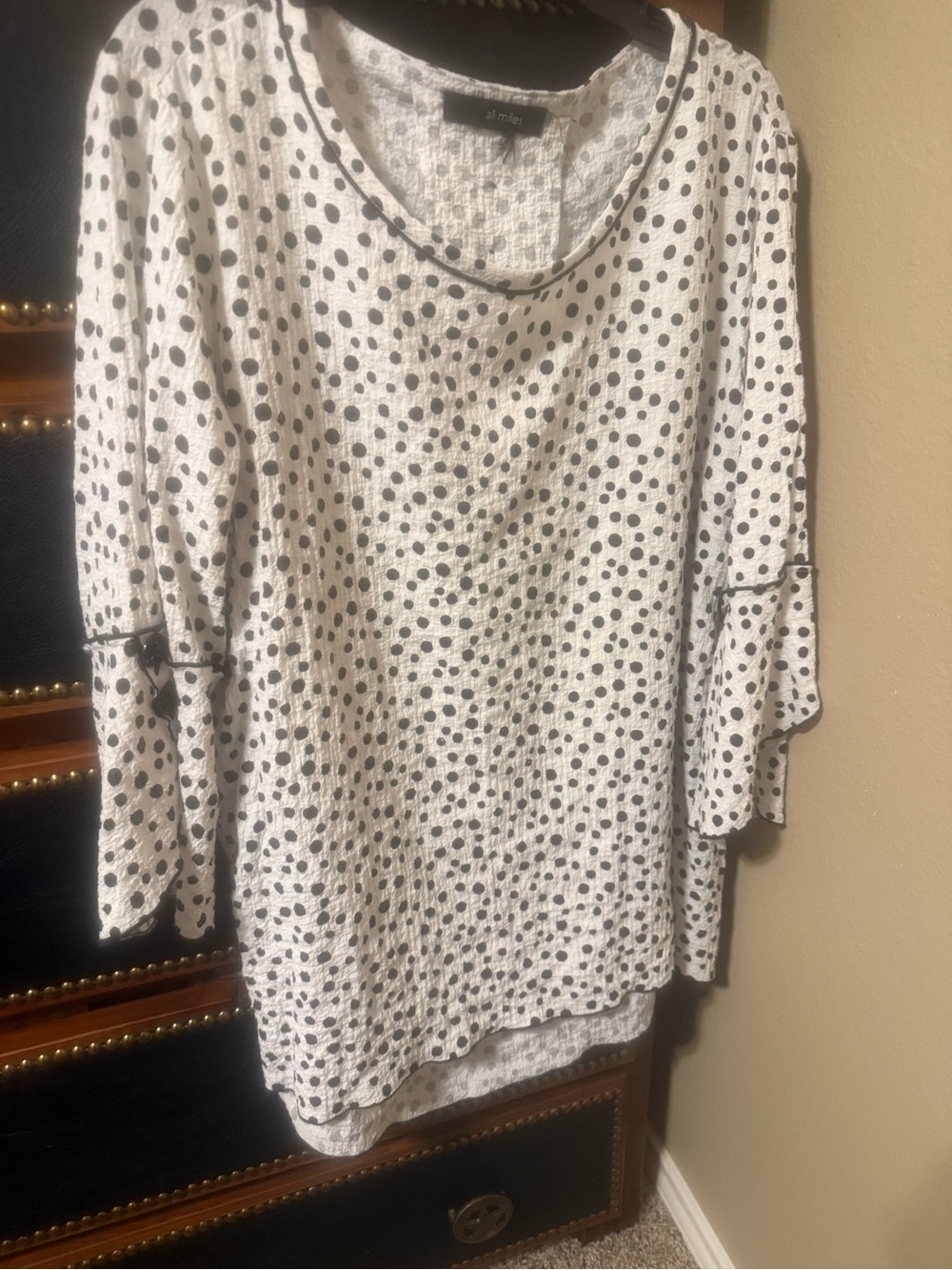 Ali Miles White Top with Black Polka Dots